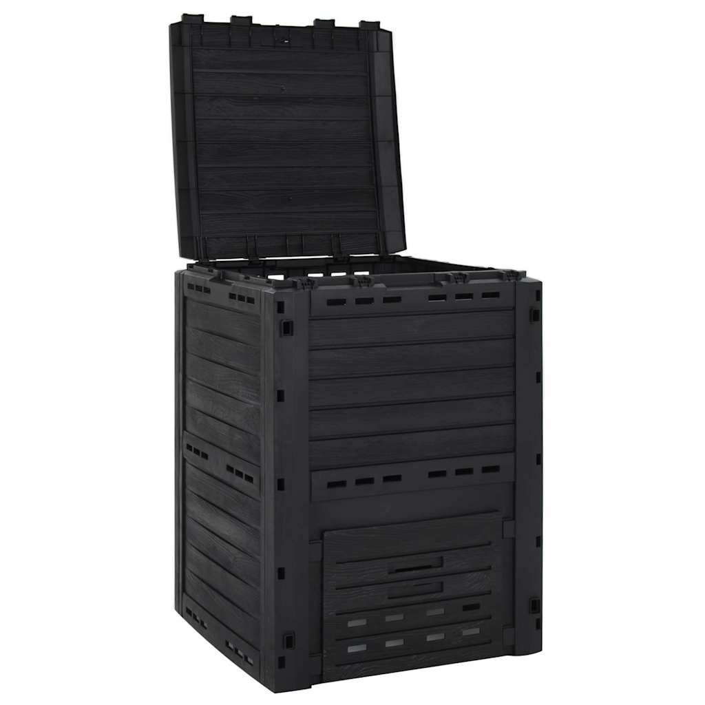 152202 vidaXL Garden Composter Black 280 L Polypropylene