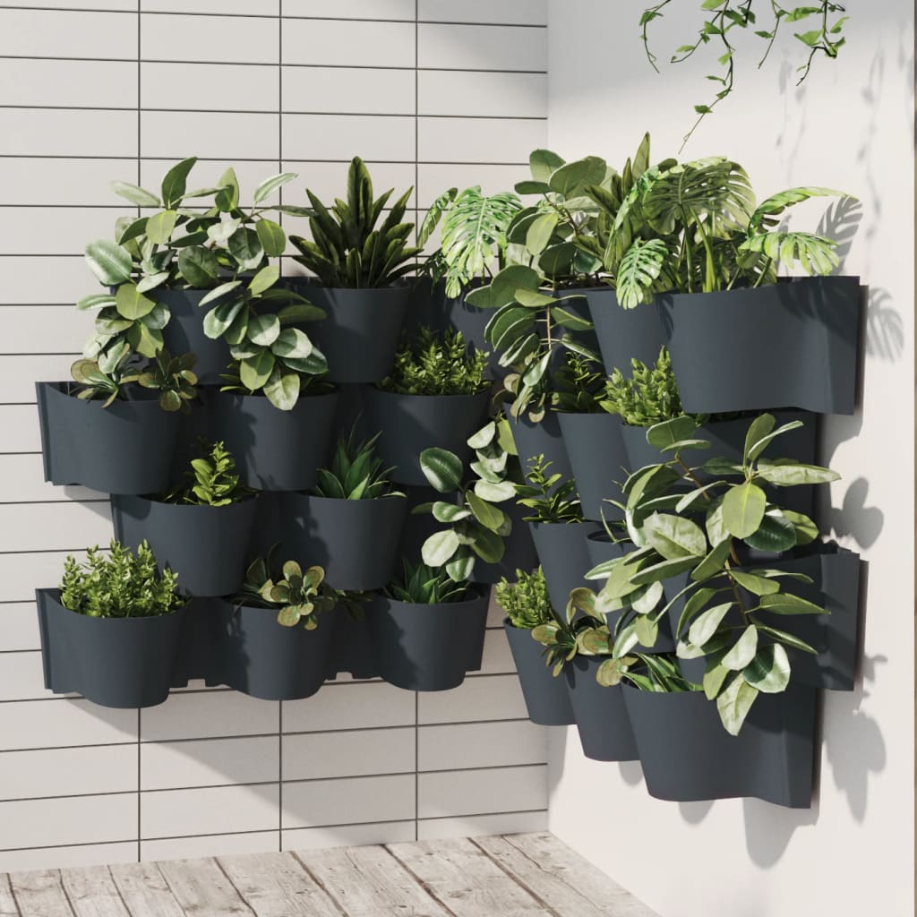 vidaXL Vertical Garden Plant Set 12 pcs Anthracite Polypropylene