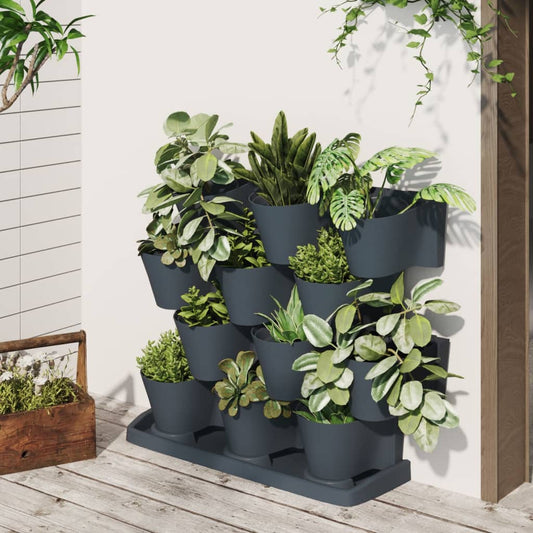 vidaXL Vertical Garden Plant Set 12 pcs Anthracite Polypropylene