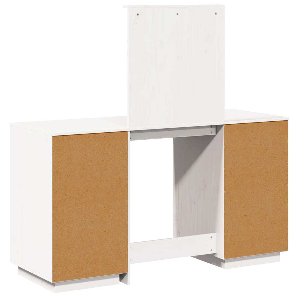 Dressing Table Set with a Mirror White Solid Wood Pine