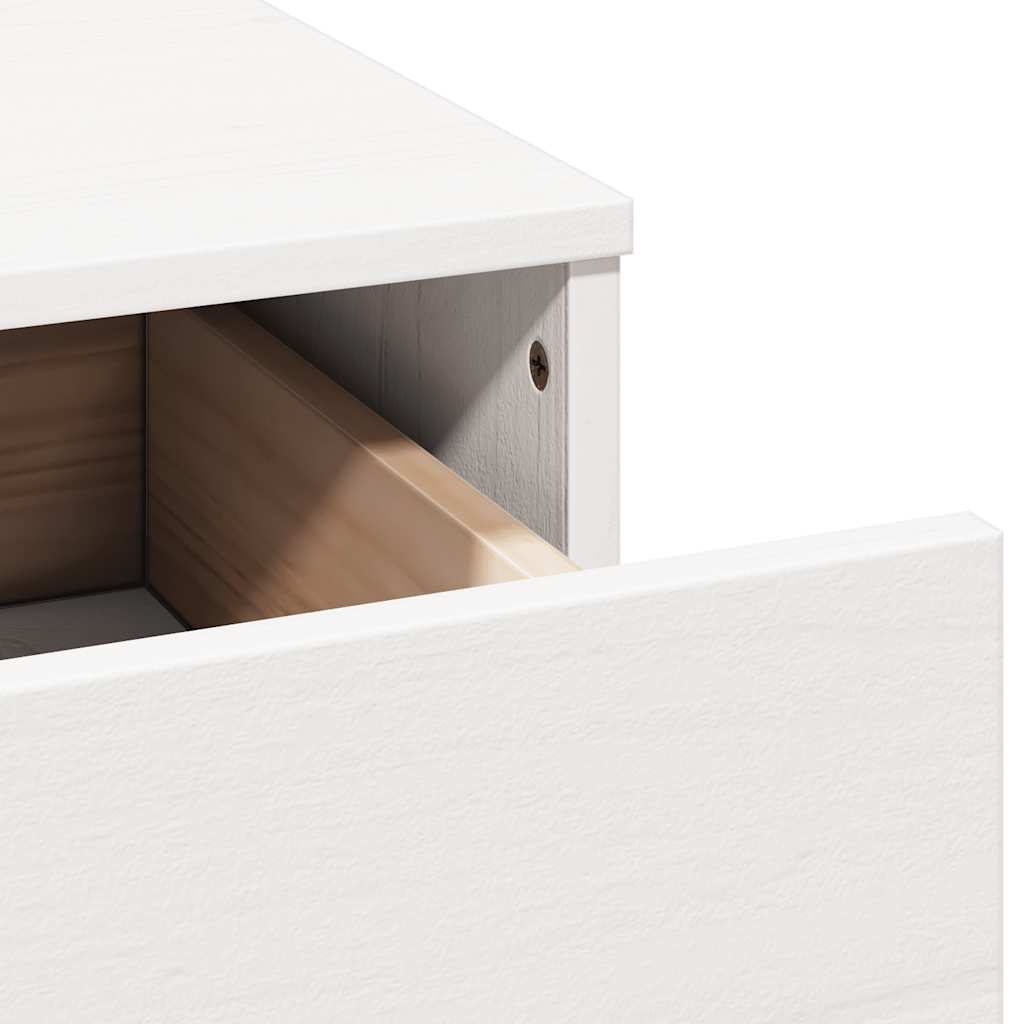 Dressing Table Set with a Mirror White Solid Wood Pine