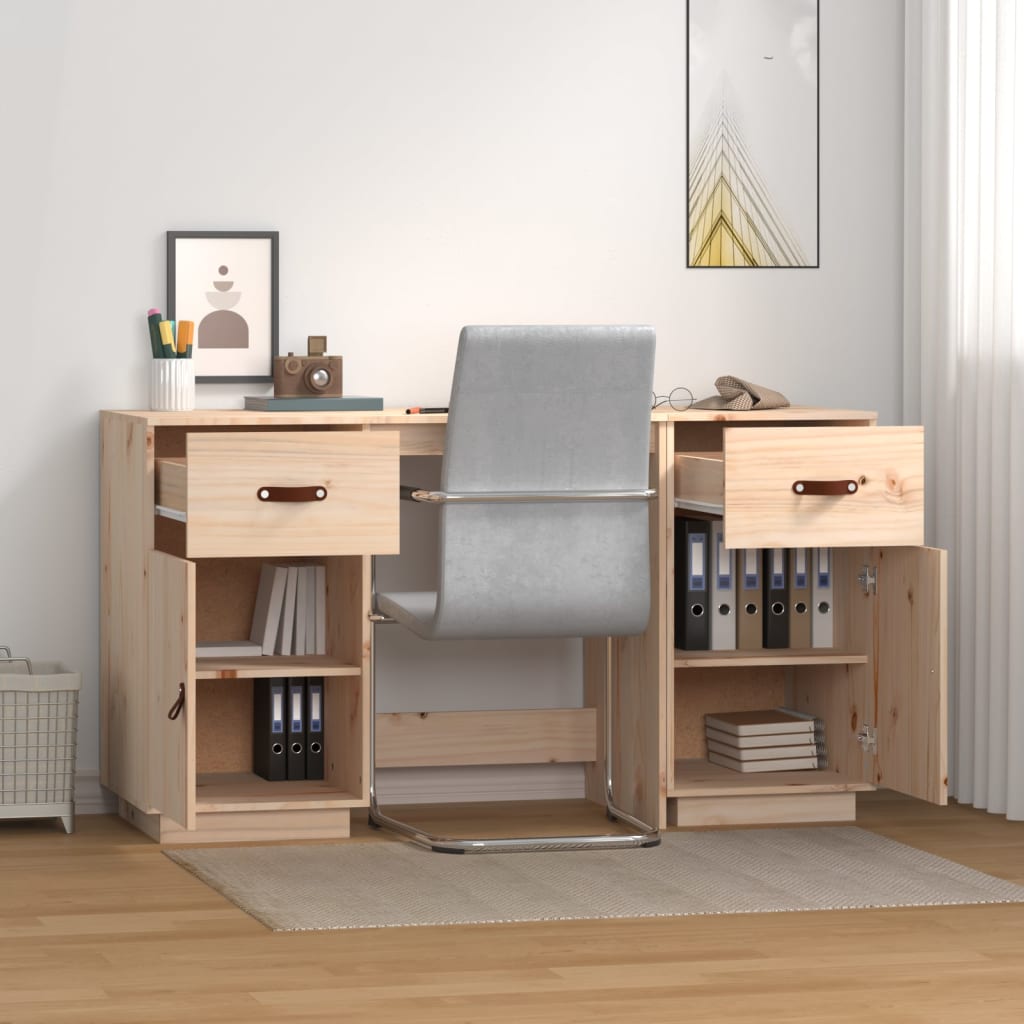 vidaXL Desk with Cabinets 135x50x75 cm Solid Wood Pine