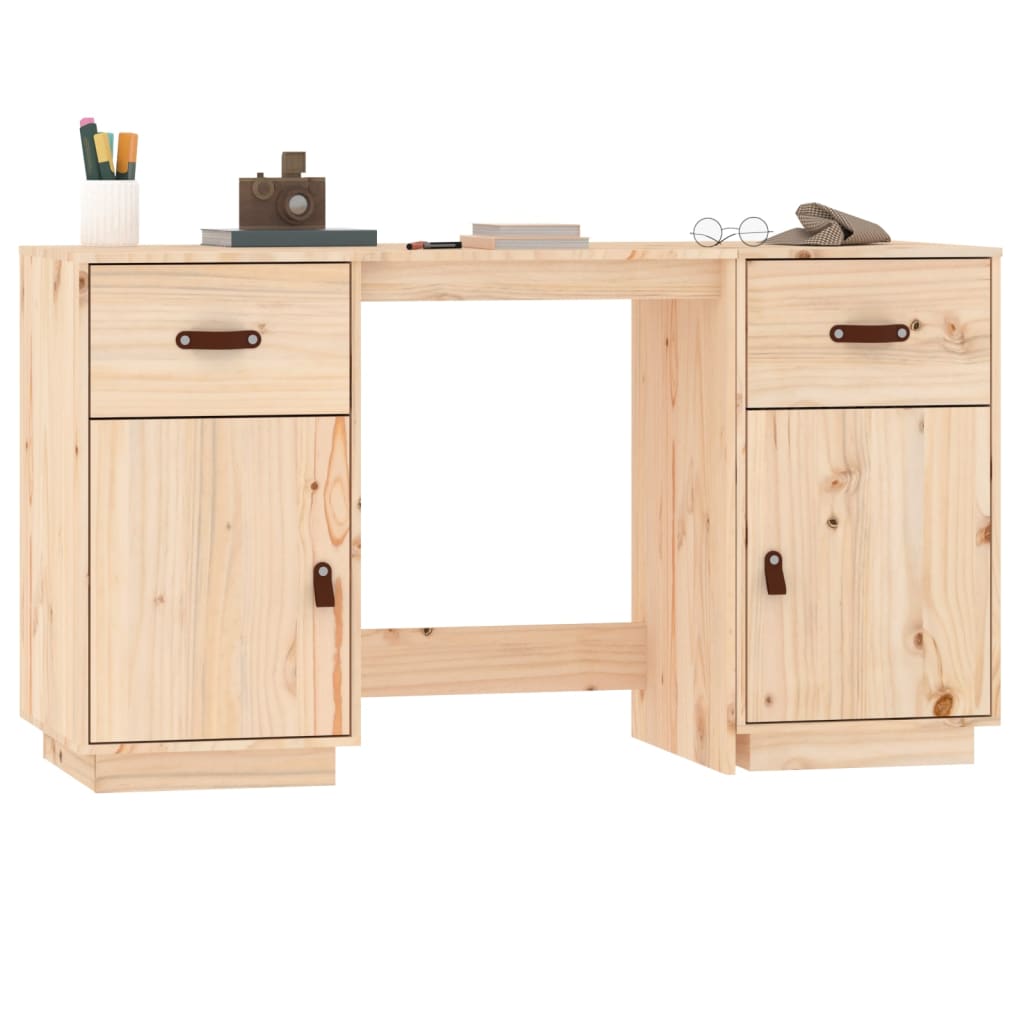 vidaXL Desk with Cabinets 135x50x75 cm Solid Wood Pine