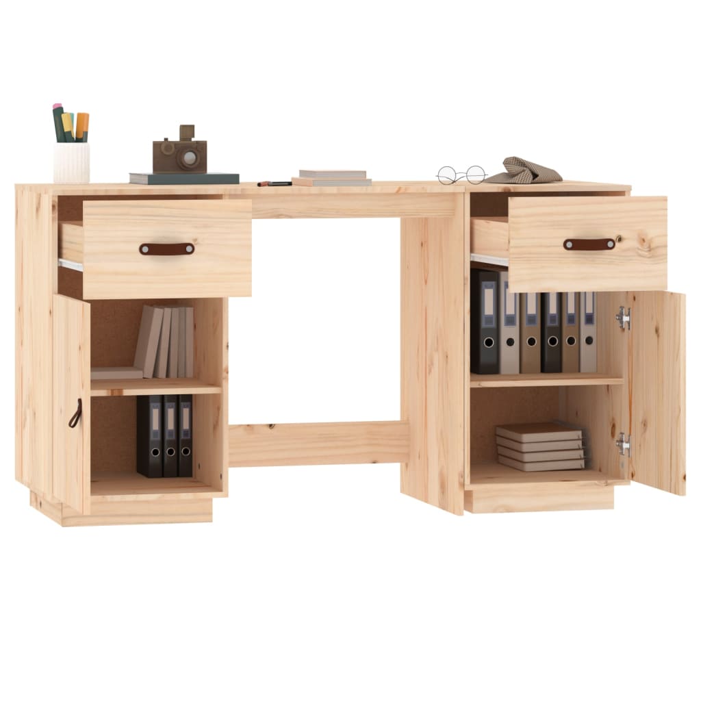 vidaXL Desk with Cabinets 135x50x75 cm Solid Wood Pine