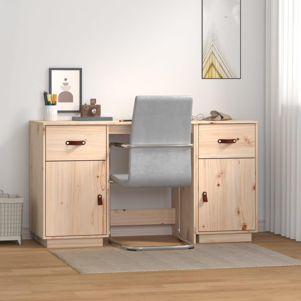 vidaXL Desk with Cabinets 135x50x75 cm Solid Wood Pine