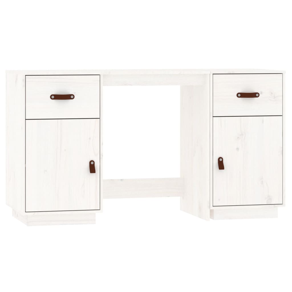 vidaXL Desk with Cabinets White 135x50x75 cm Solid Wood Pine