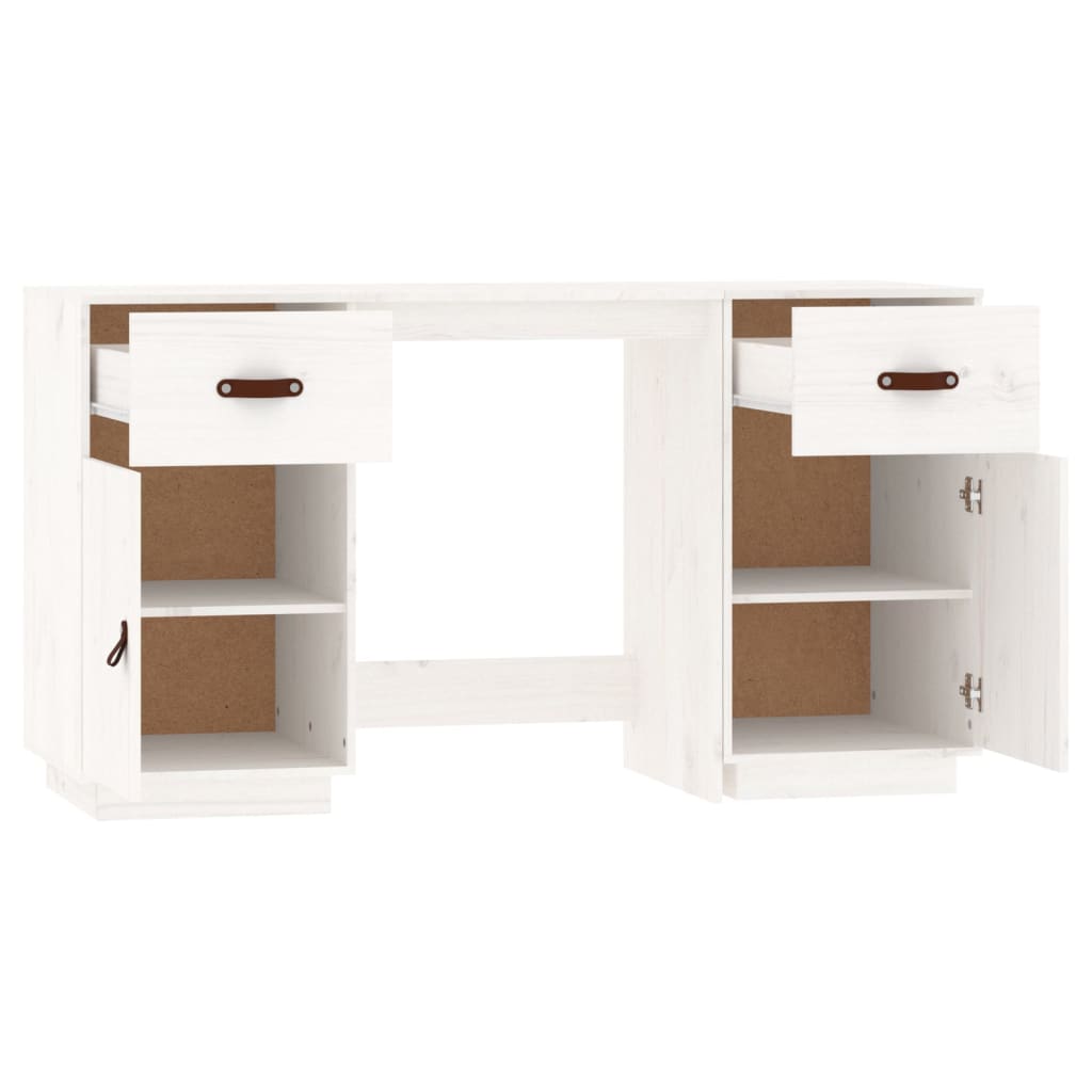 vidaXL Desk with Cabinets White 135x50x75 cm Solid Wood Pine