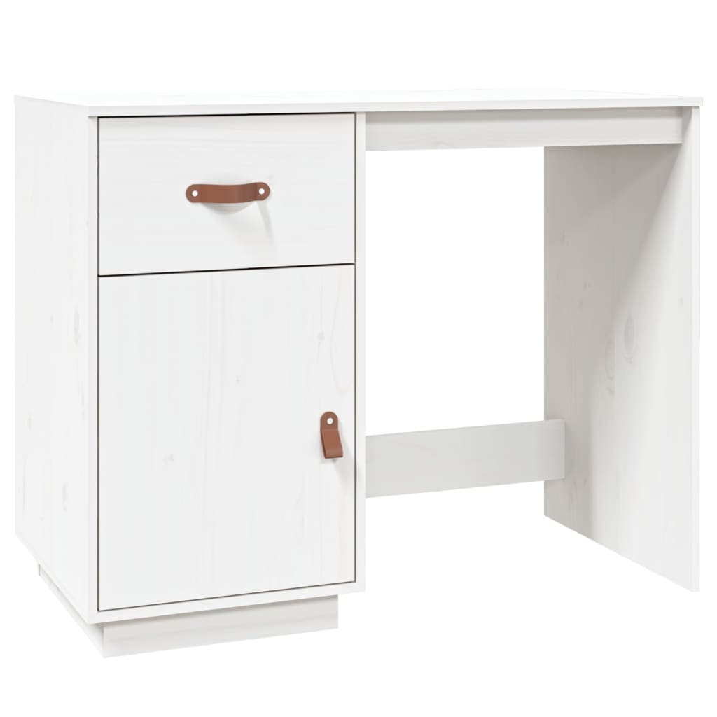 vidaXL Desk with Cabinets White 135x50x75 cm Solid Wood Pine