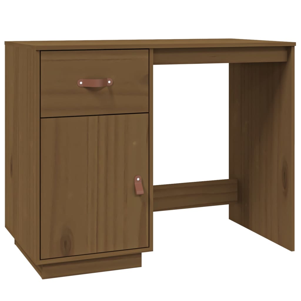 vidaXL Desk with Cabinets Honey Brown 135x50x75 cm Solid Wood Pine