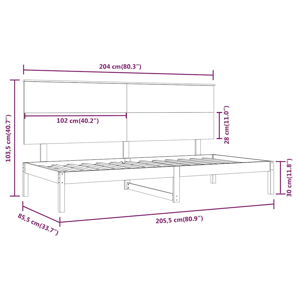 Day Bed without Mattress 80x200 cm Solid Wood Pine