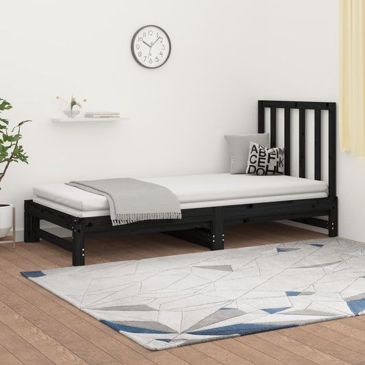 vidaXL Pull-out Day Bed without Mattress Black 2x(90x200) cm