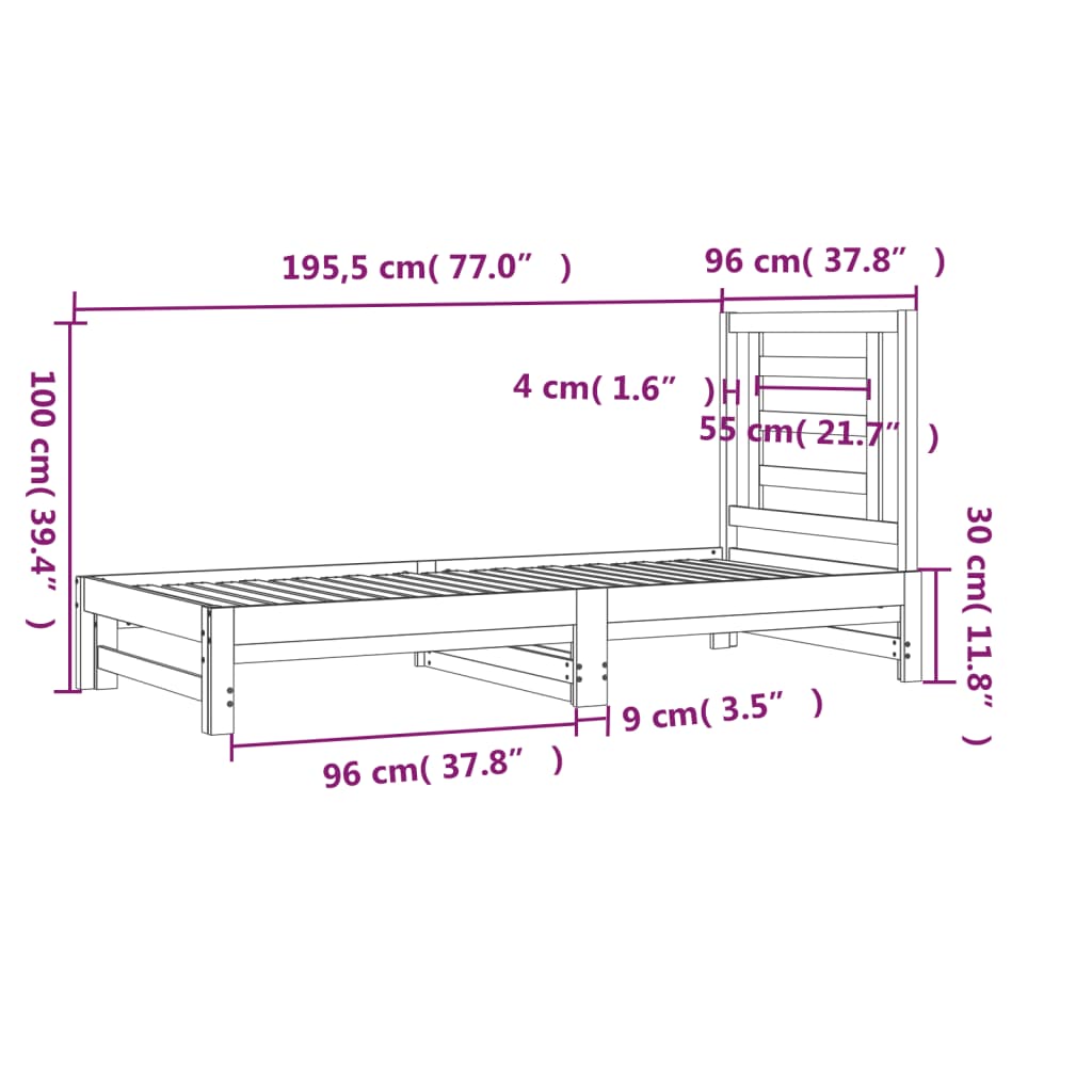 vidaXL Pull-out Day Bed without Mattress White 2x(90x190) cm