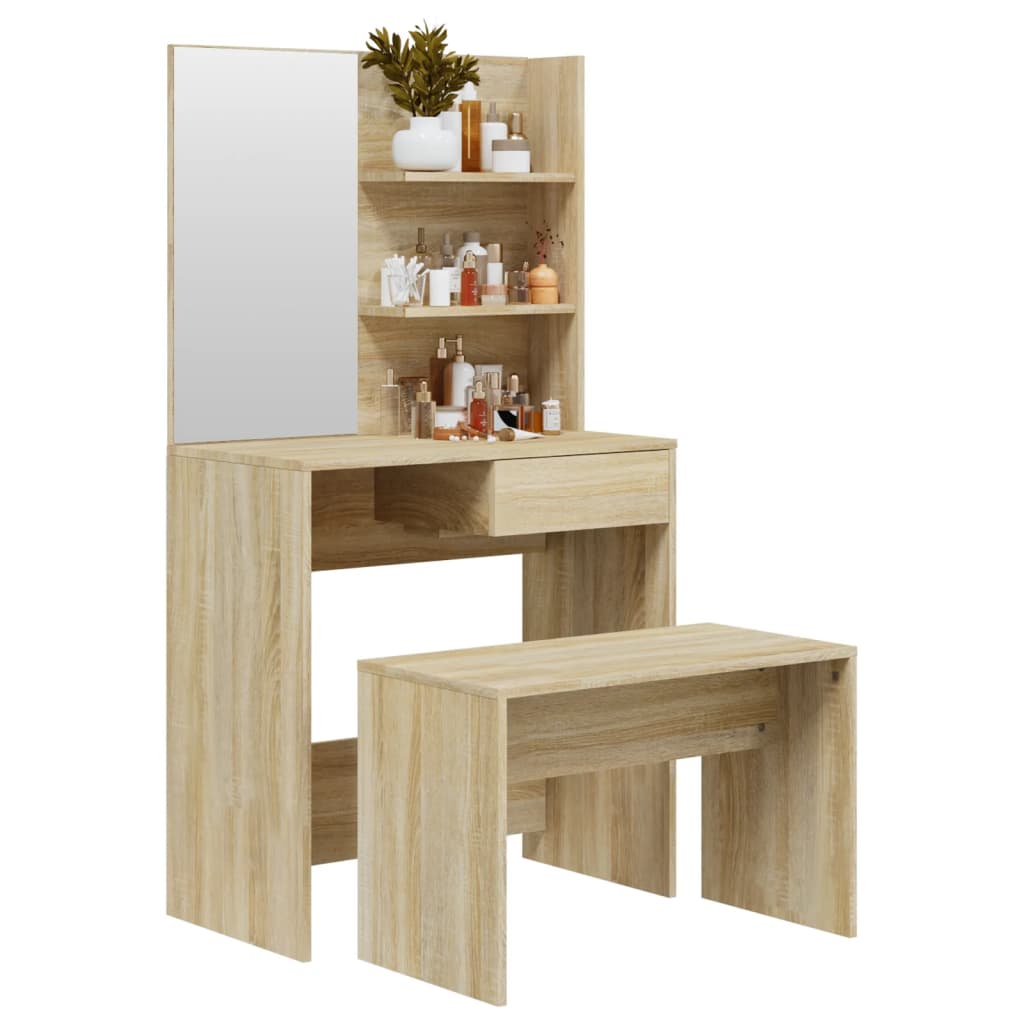 vidaXL Dressing Table Set Sonoma Oak 74.5x40x141 cm