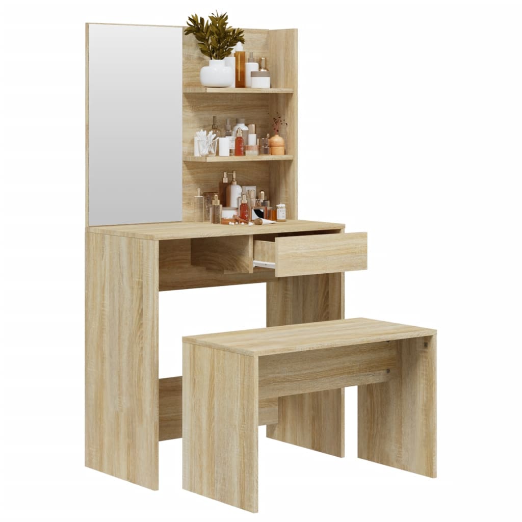 vidaXL Dressing Table Set Sonoma Oak 74.5x40x141 cm