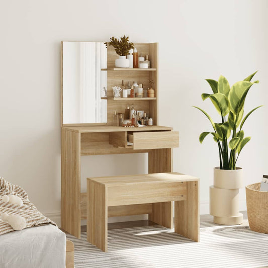 vidaXL Dressing Table Set Sonoma Oak 74.5x40x141 cm