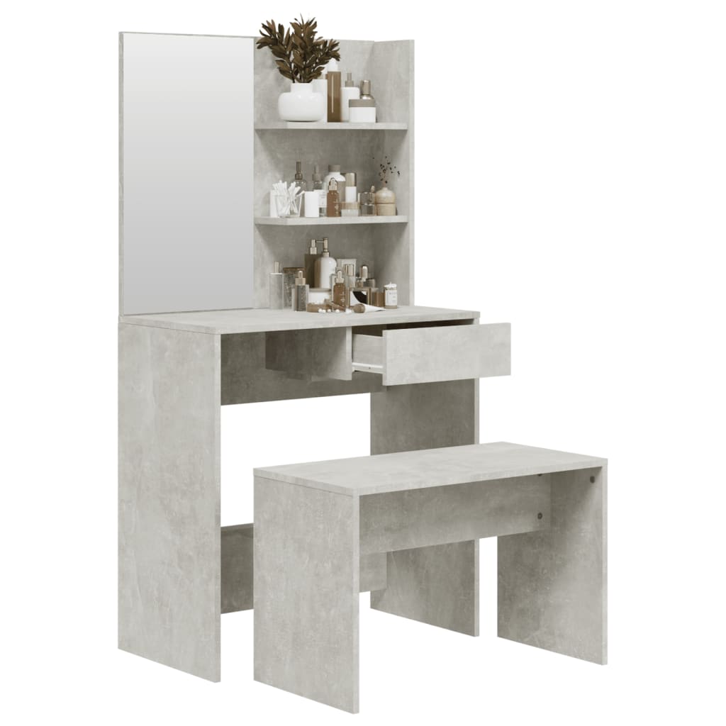 vidaXL Dressing Table Set Concrete Grey 74.5x40x141 cm