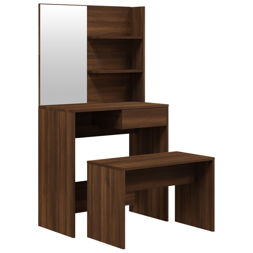 vidaXL Dressing Table Set Brown Oak 74.5x40x141 cm