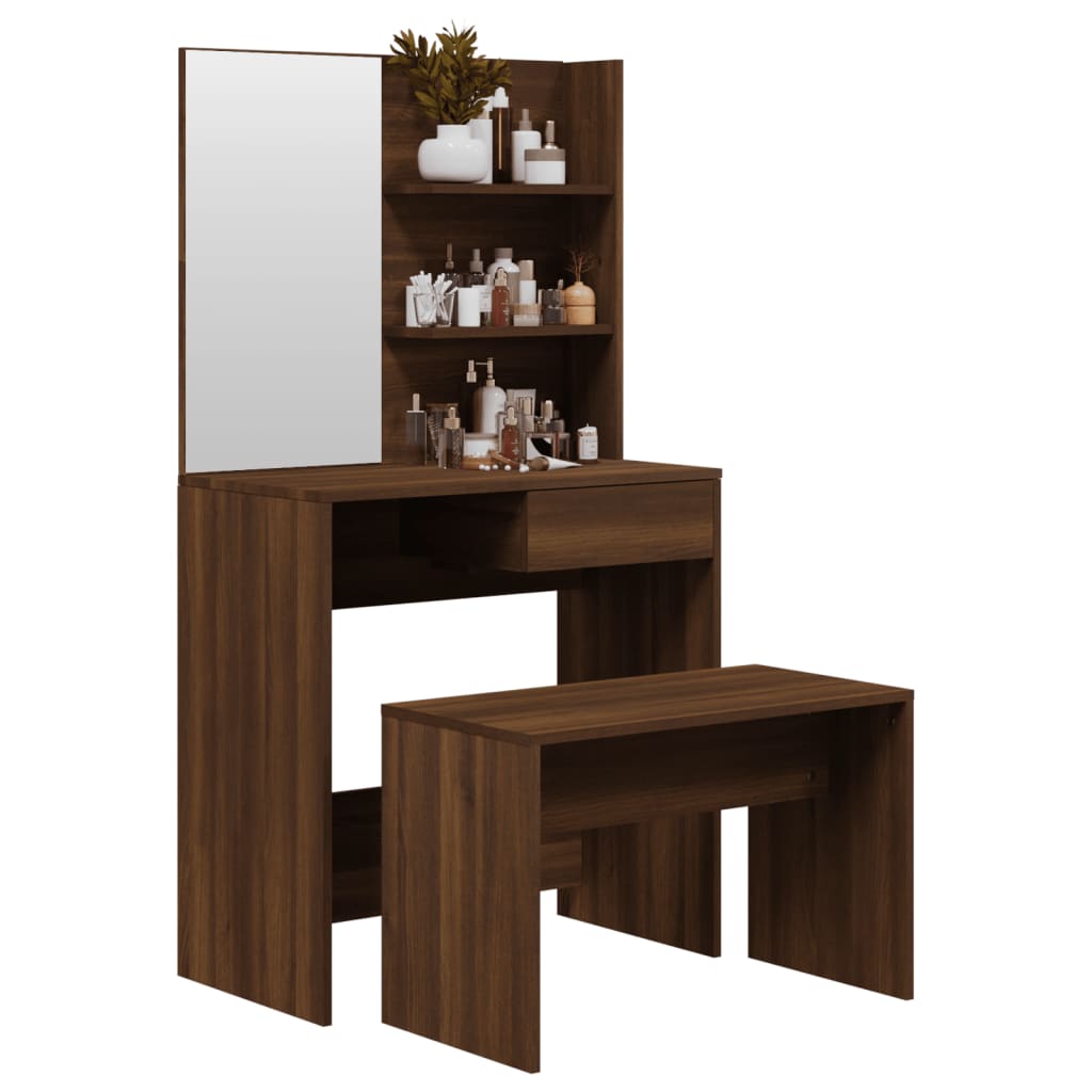 vidaXL Dressing Table Set Brown Oak 74.5x40x141 cm