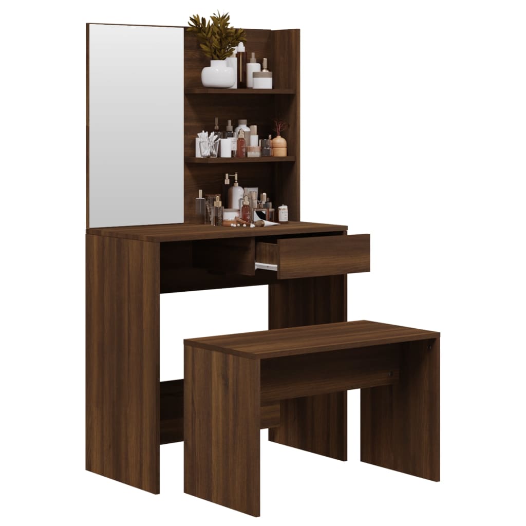 vidaXL Dressing Table Set Brown Oak 74.5x40x141 cm