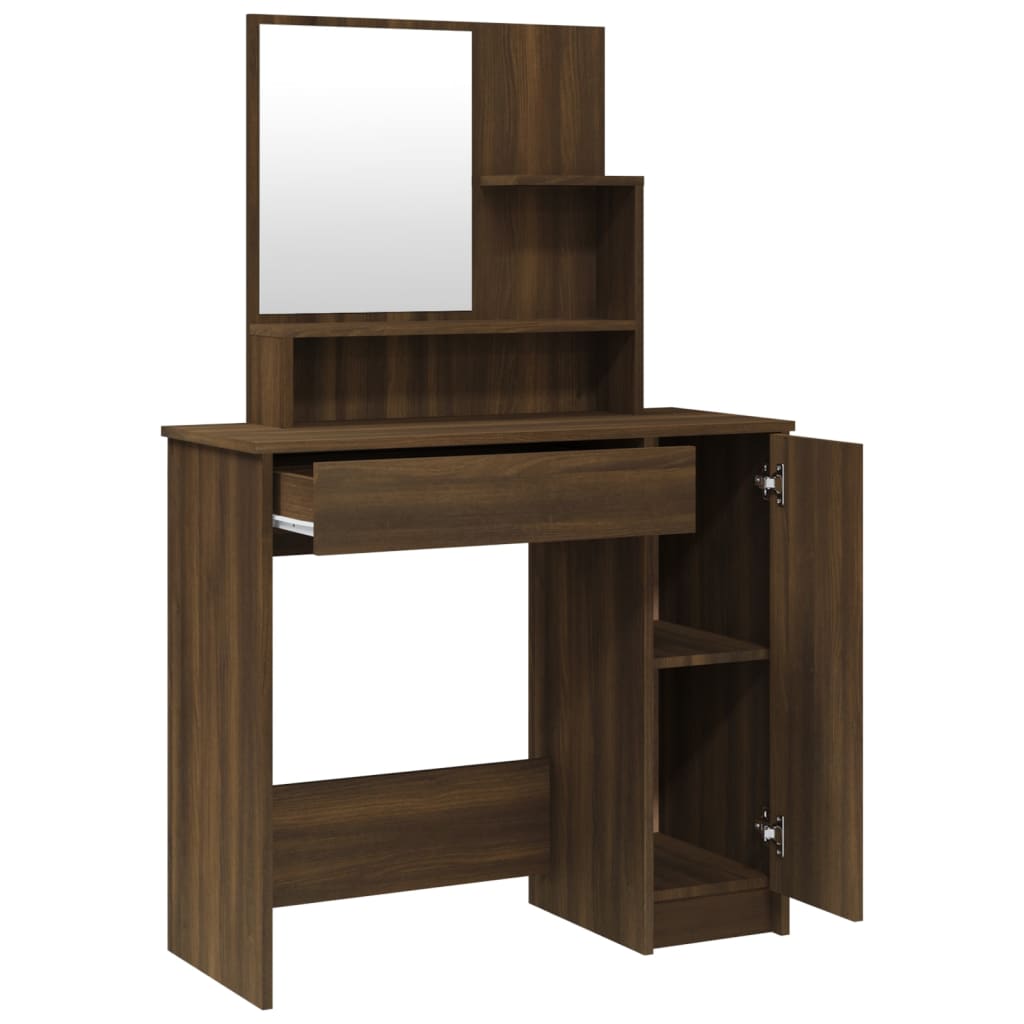 vidaXL Dressing Table Set Brown Oak 86.5x35x136 cm