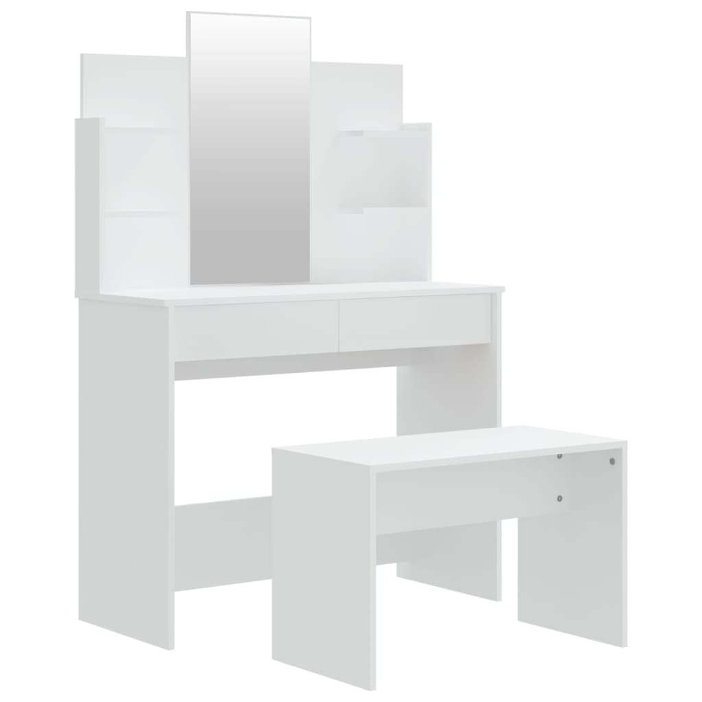 vidaXL Dressing Table Set White 96x40x142 cm