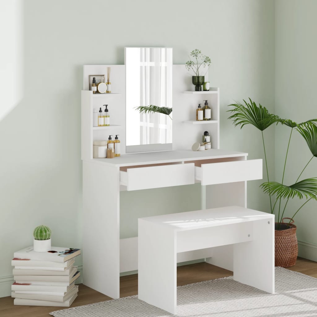 vidaXL Dressing Table Set White 96x40x142 cm