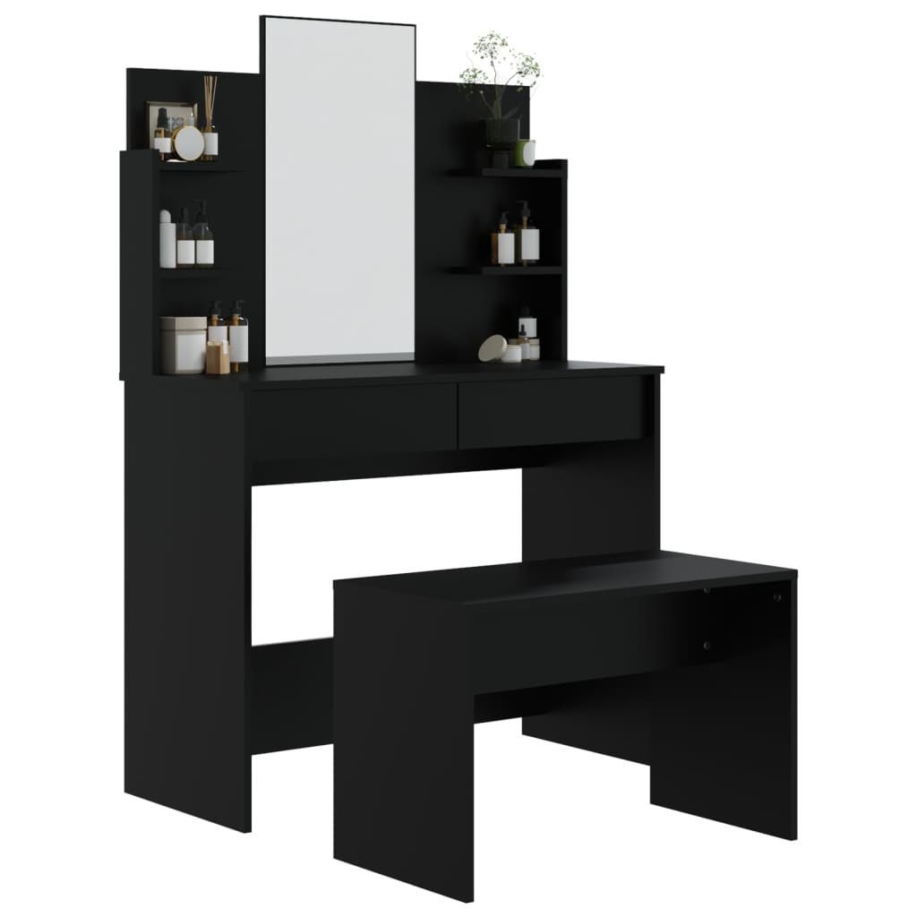 vidaXL Dressing Table Set Black 96x40x142 cm