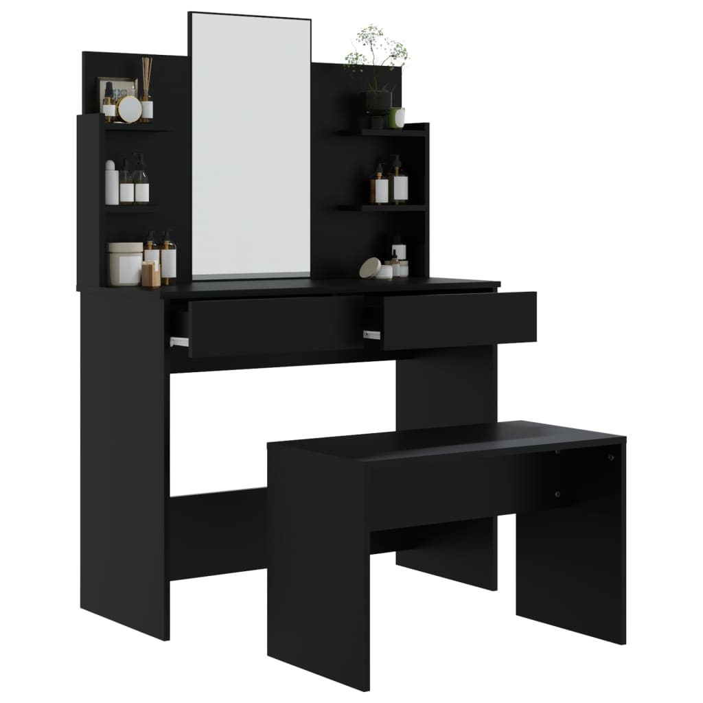 vidaXL Dressing Table Set Black 96x40x142 cm