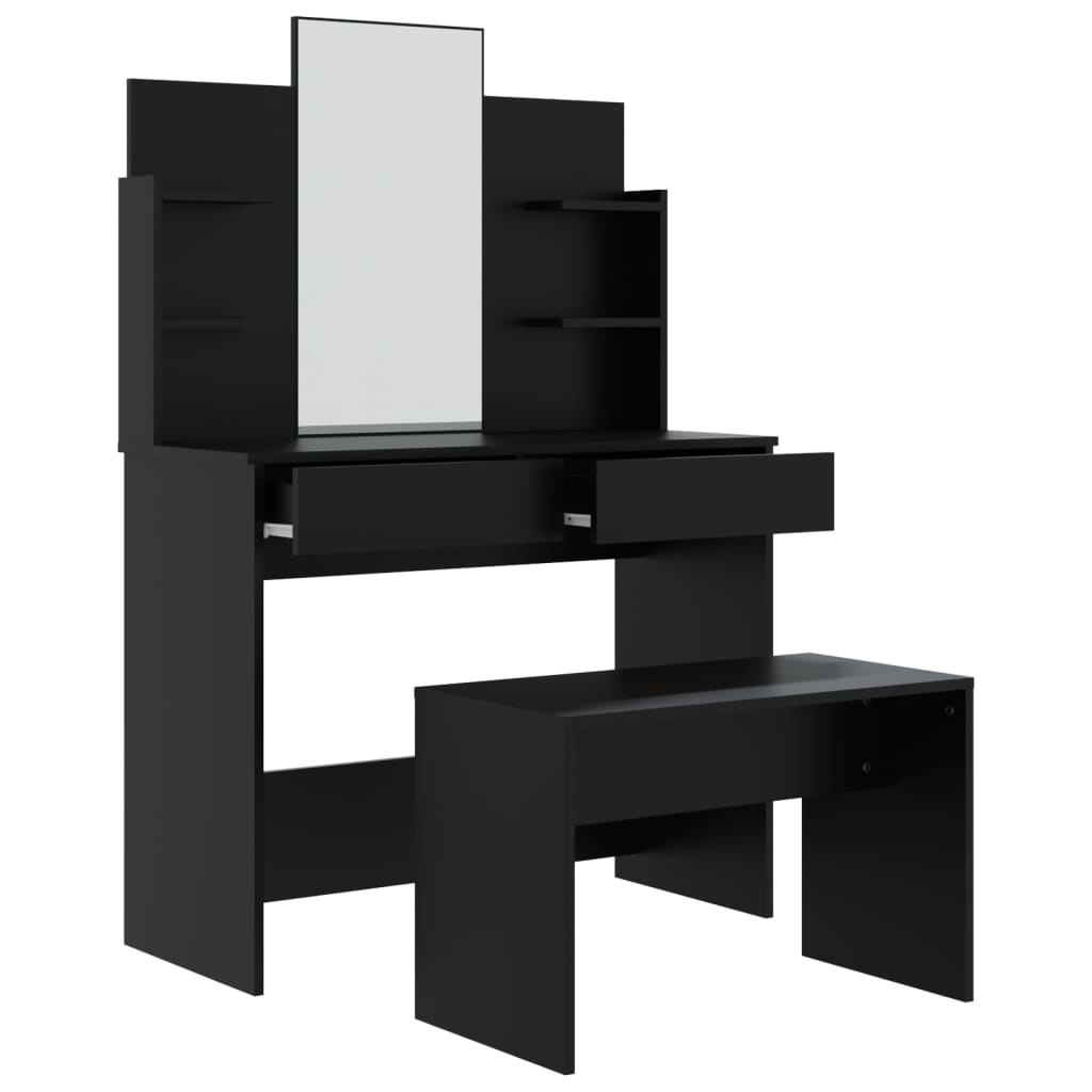 vidaXL Dressing Table Set Black 96x40x142 cm