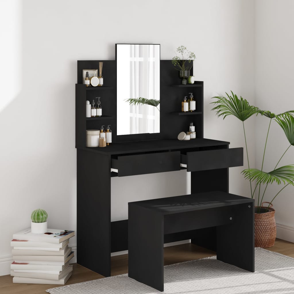 vidaXL Dressing Table Set Black 96x40x142 cm