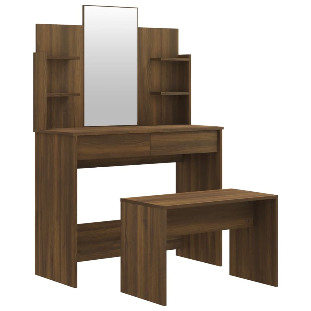 vidaXL Dressing Table Set Brown Oak 96x40x142 cm