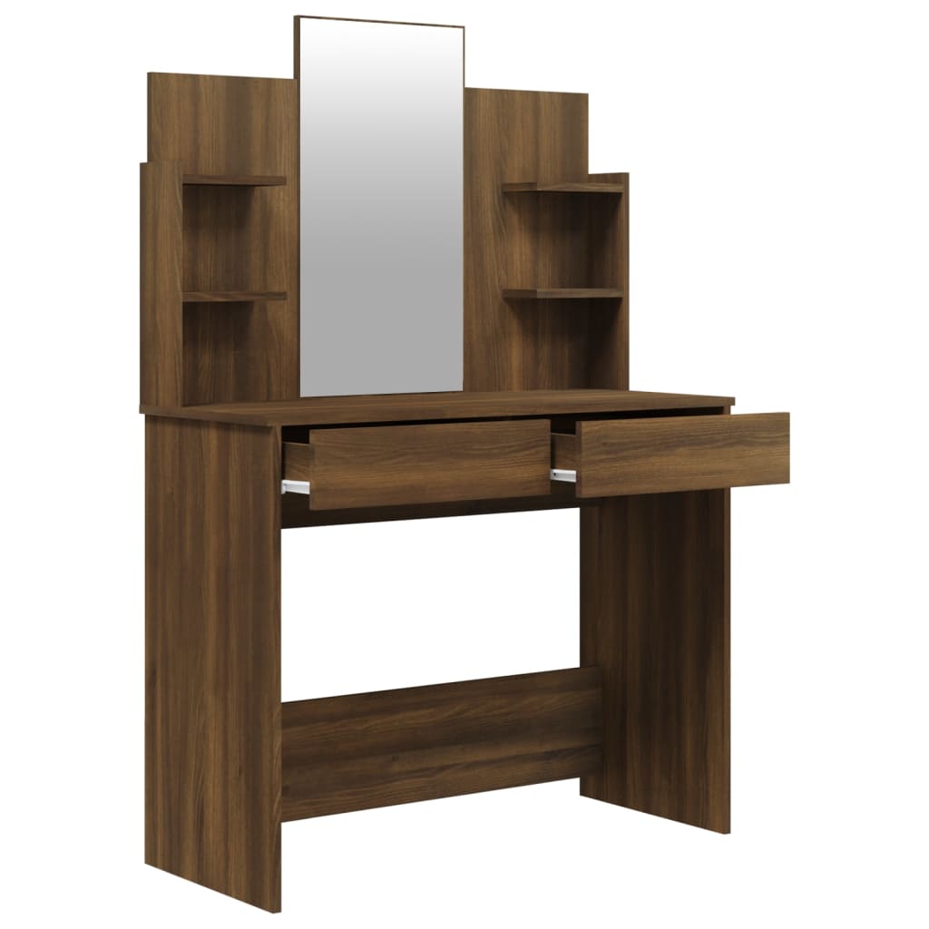 vidaXL Dressing Table Set Brown Oak 96x40x142 cm