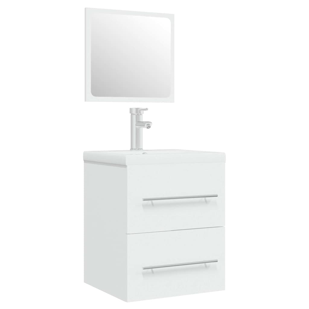 Sink Cabinet with Built-in Basin White Engineered Wood