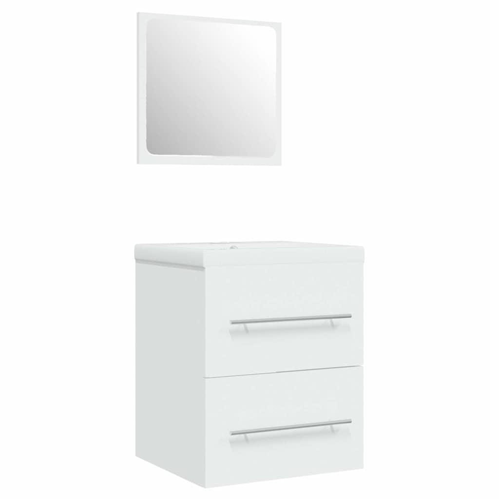 Sink Cabinet with Built-in Basin White Engineered Wood