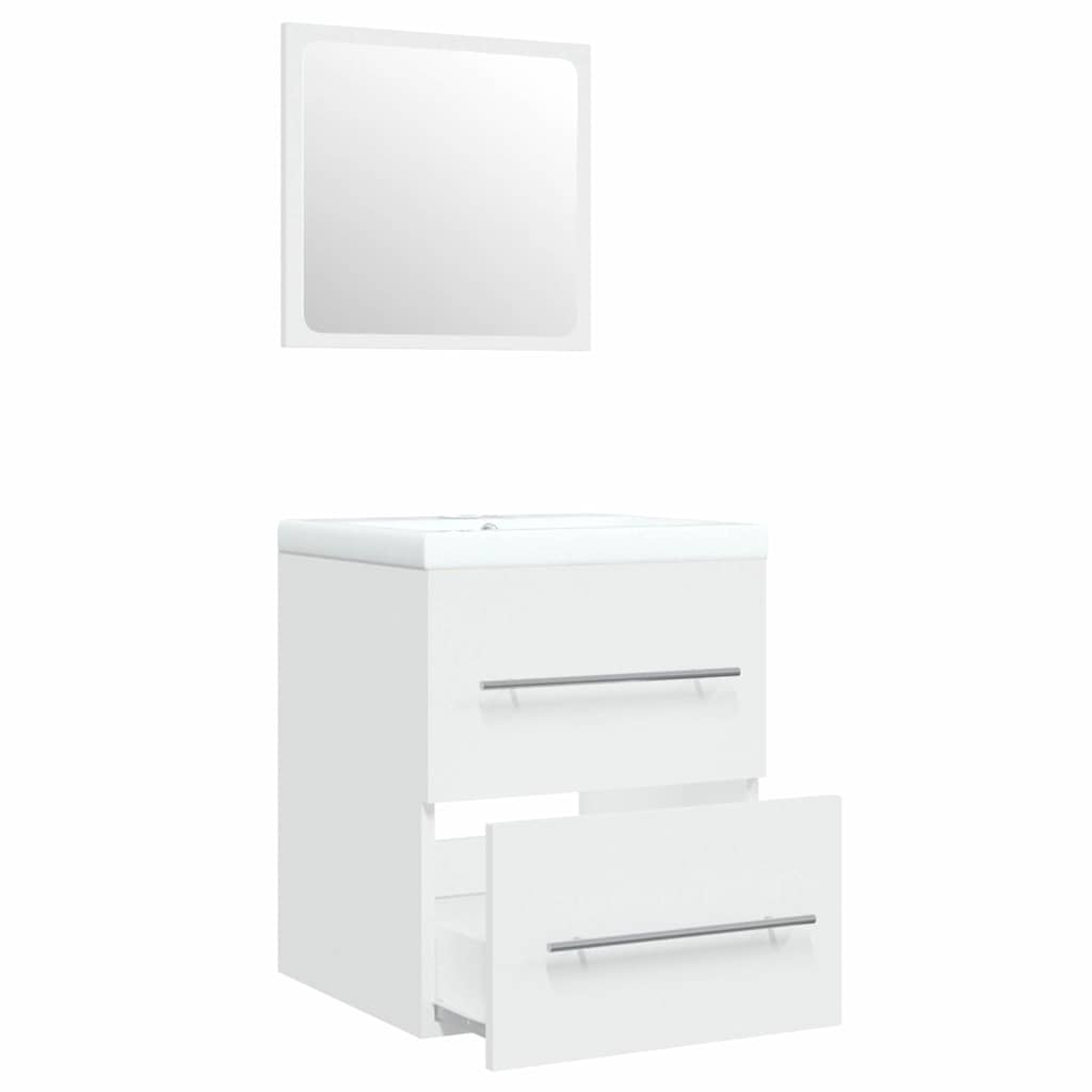 Sink Cabinet with Built-in Basin White Engineered Wood