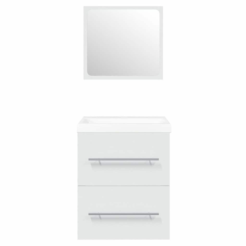 Sink Cabinet with Built-in Basin White Engineered Wood