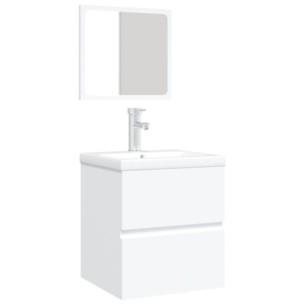 Bathroom Sink Cabinet with Basin and Mirror White