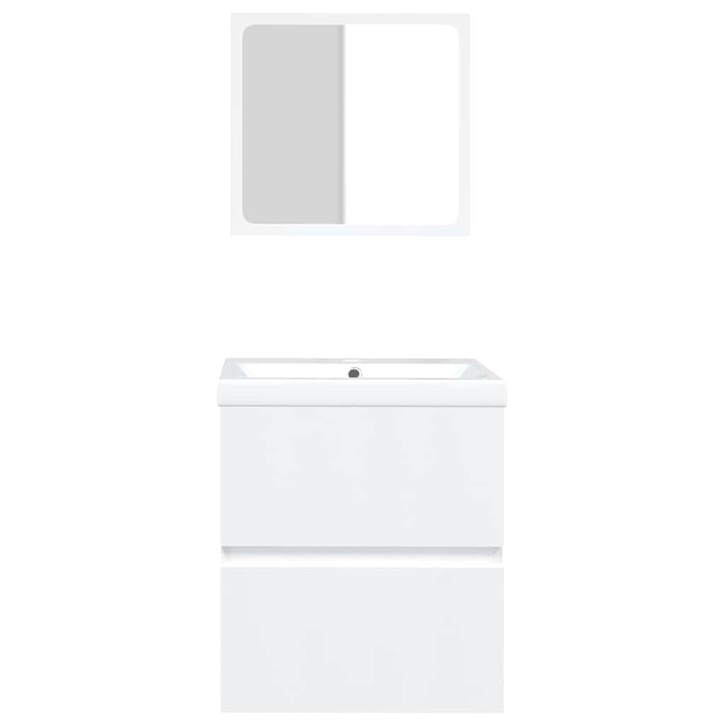 Bathroom Sink Cabinet with Basin and Mirror White