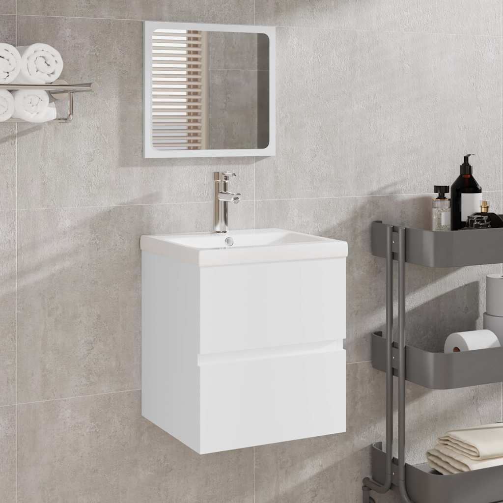 Bathroom Sink Cabinet with Basin and Mirror White