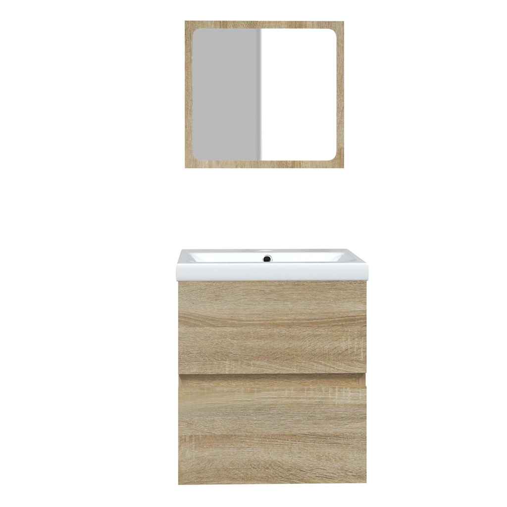 Bathroom Sink Cabinet with Basin and Mirror Sonoma Oak