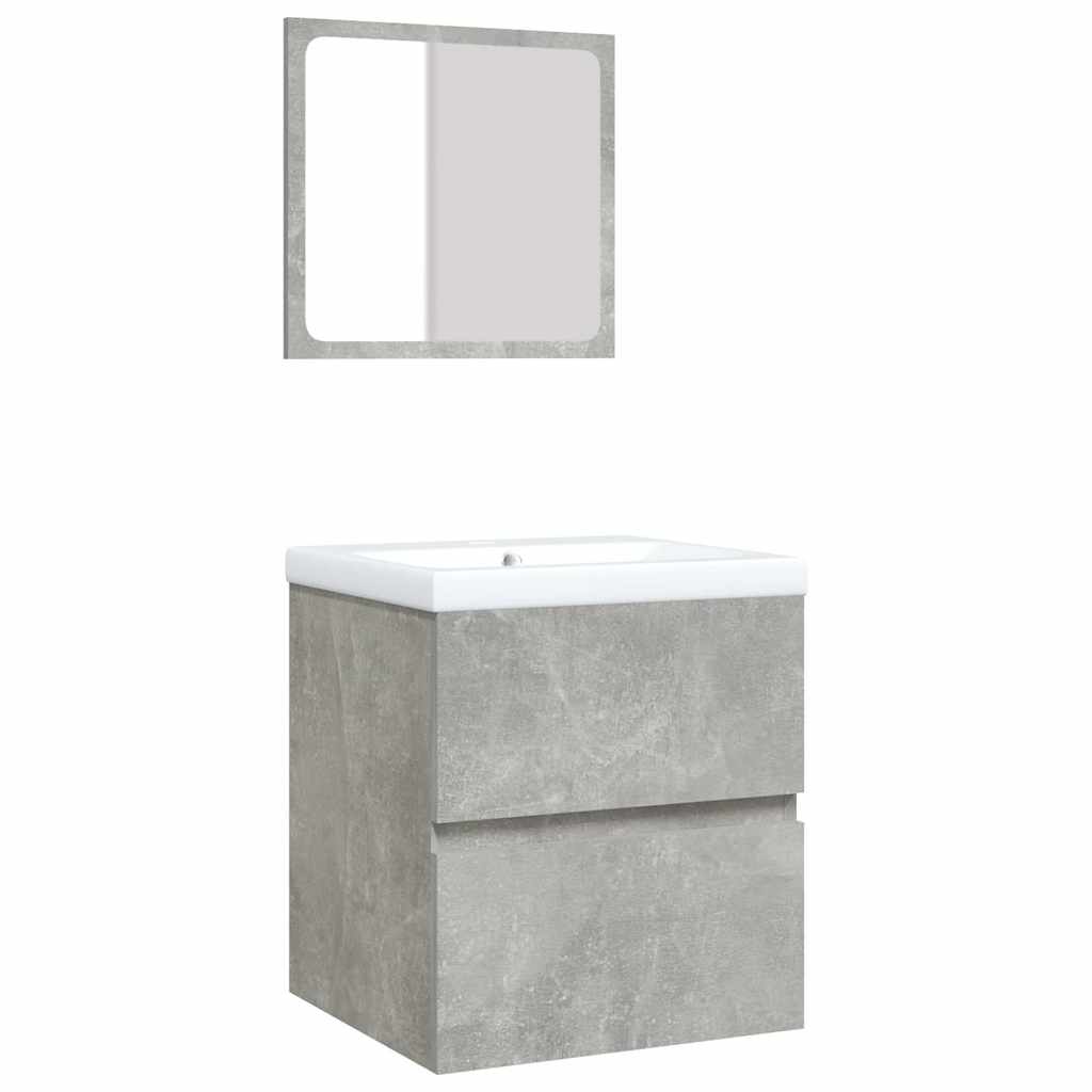 Bathroom Sink Cabinet with Basin and Mirror Concrete Grey