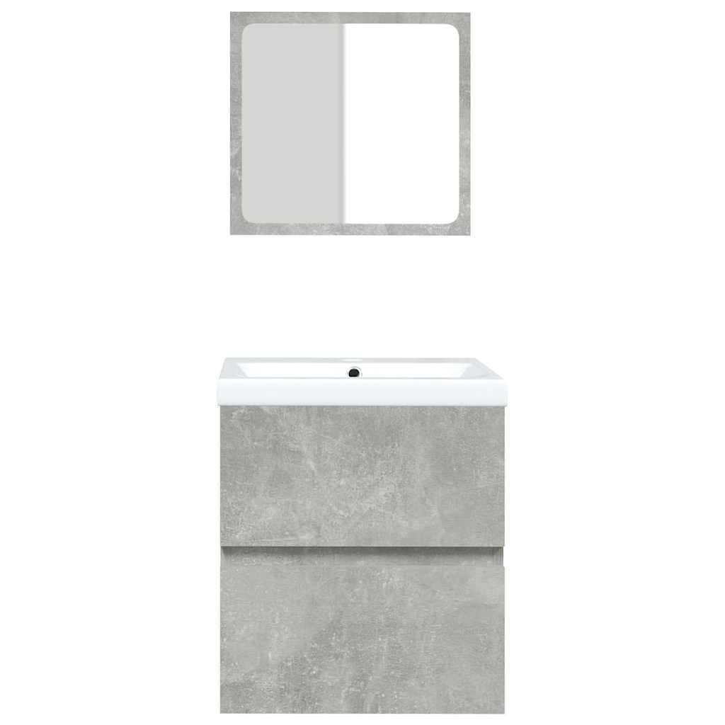 Bathroom Sink Cabinet with Basin and Mirror Concrete Grey