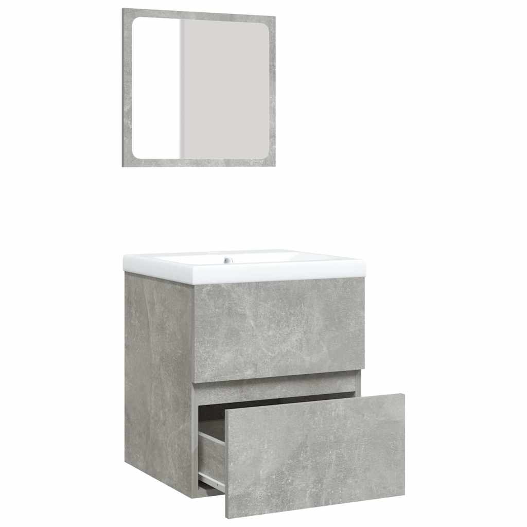 Bathroom Sink Cabinet with Basin and Mirror Concrete Grey