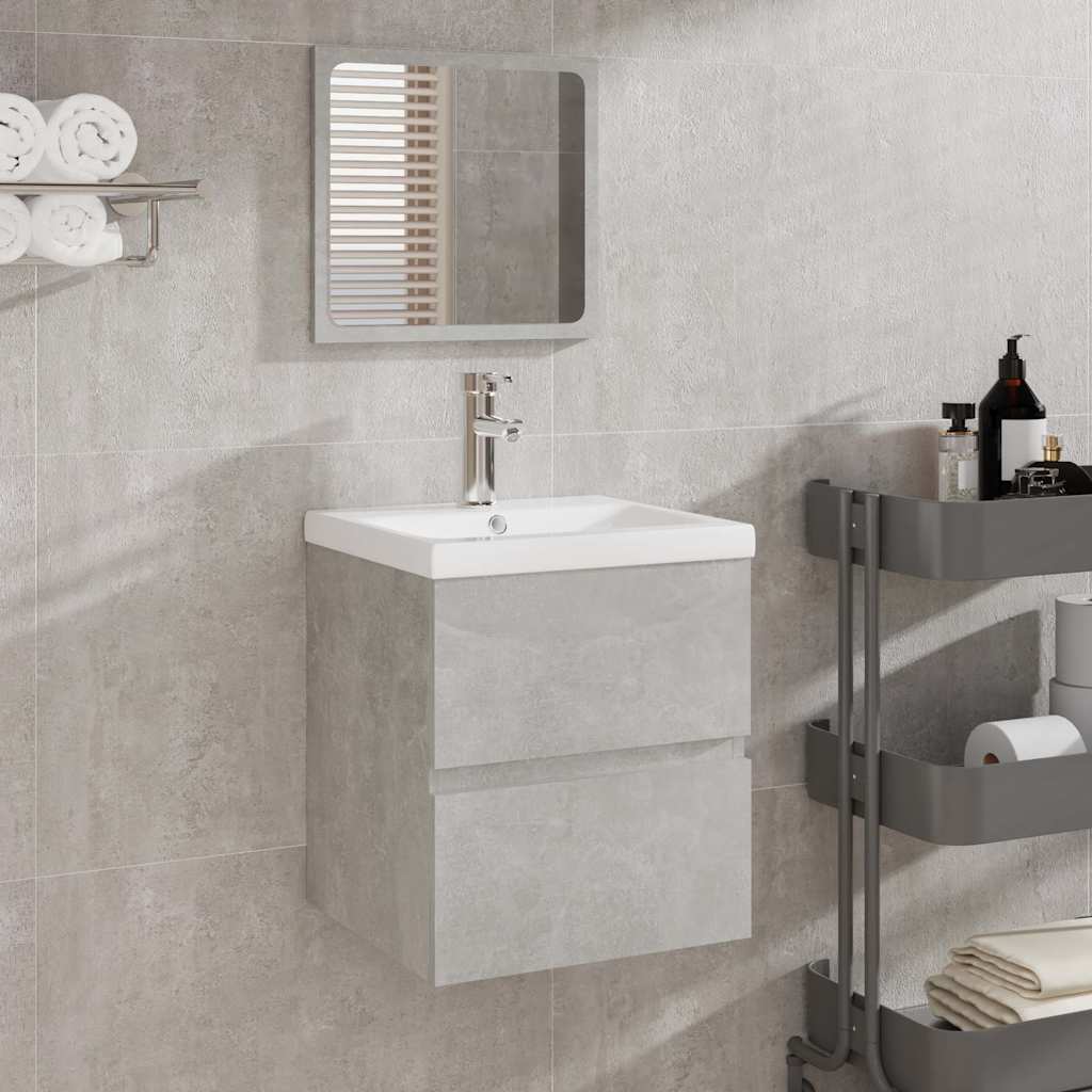 Bathroom Sink Cabinet with Basin and Mirror Concrete Grey