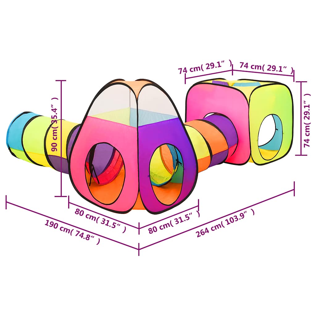 vidaXL Children Play Tent Multicolour 190x264x90 cm