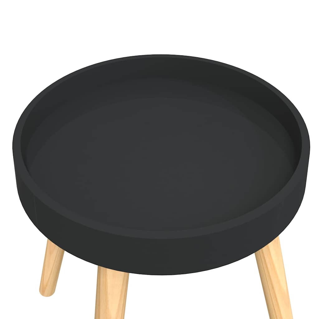 Side Table Black 38x38x40 cm Engineered Wood&Solid Wood Pine