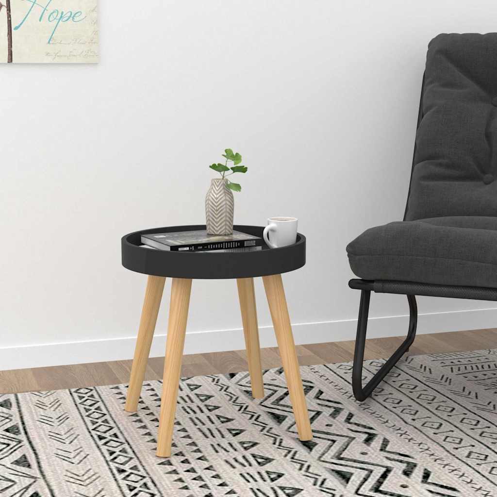 Side Table Black 38x38x40 cm Engineered Wood&Solid Wood Pine