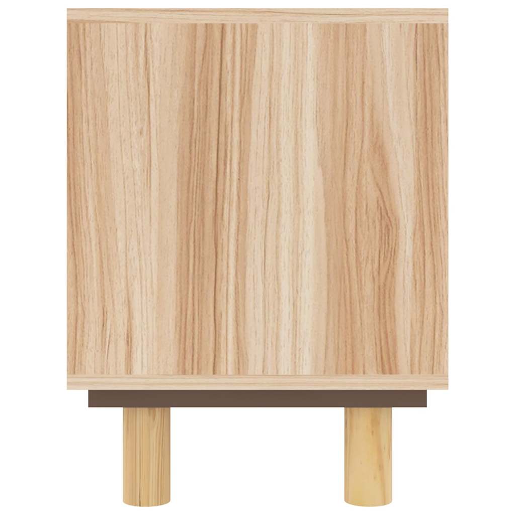 TV Cabinet Brown 80x30x40 cm Solid Wood Pine and Natural Rattan