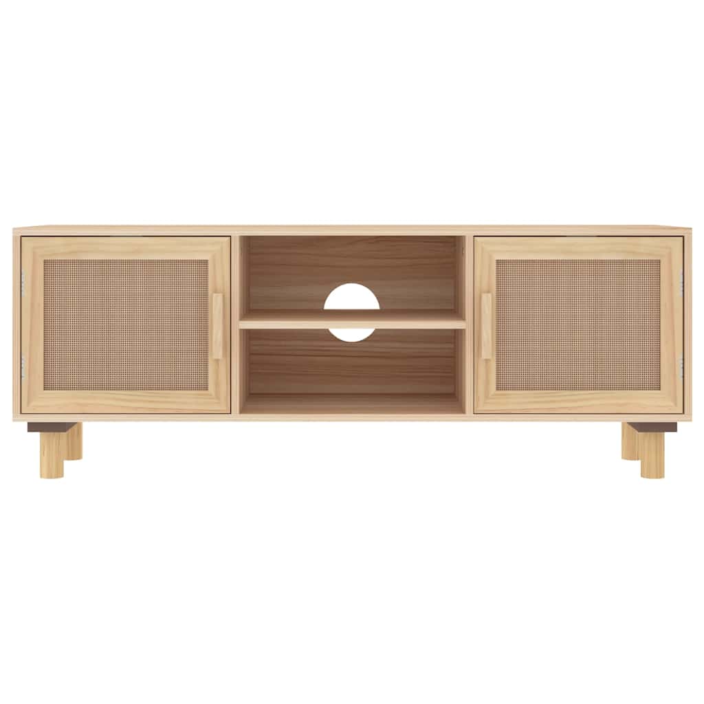 TV Cabinet Brown 105x30x40 cm Solid Wood Pine&Natural Rattan