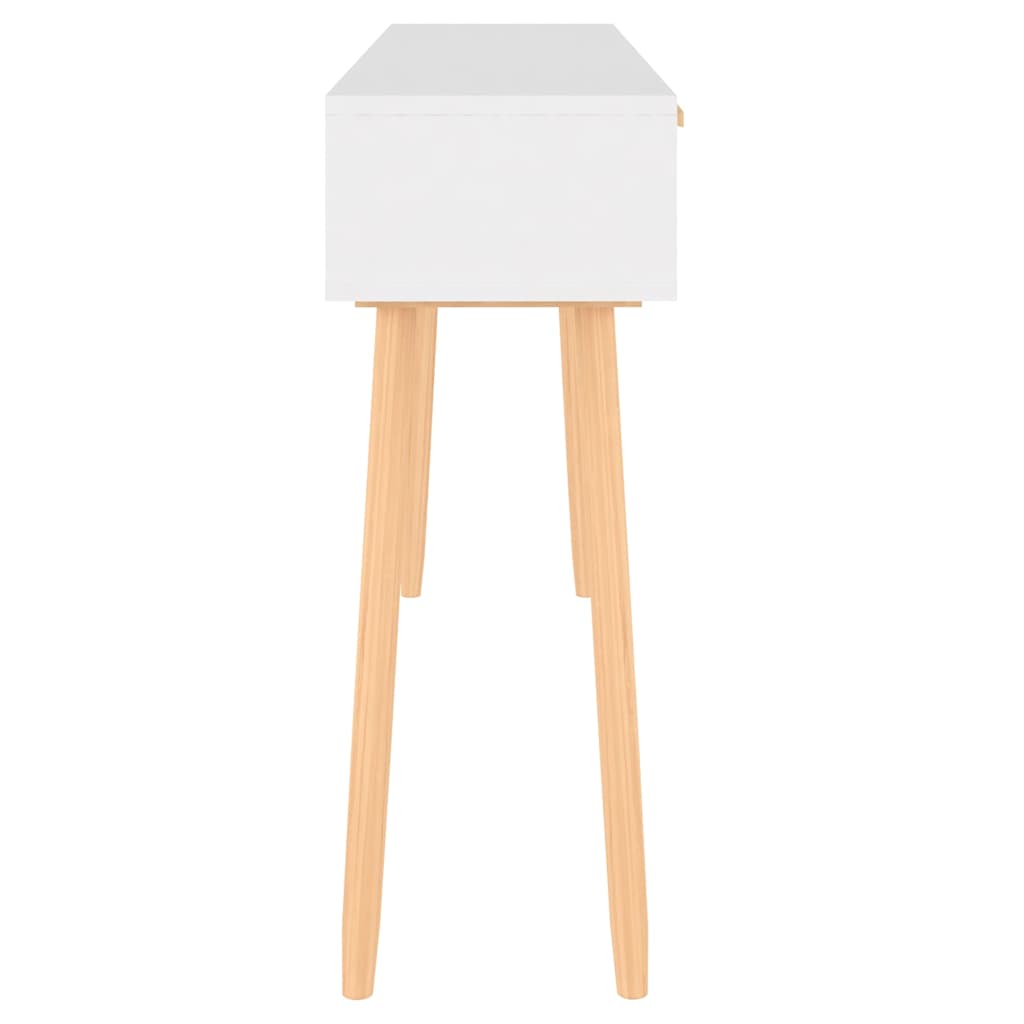 Console Table | White | Engineered wood, solid pinewood, natural rattan